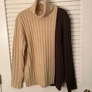 Turtle Neck Two Tone Soft Substantial Military Style Handsome Sweater